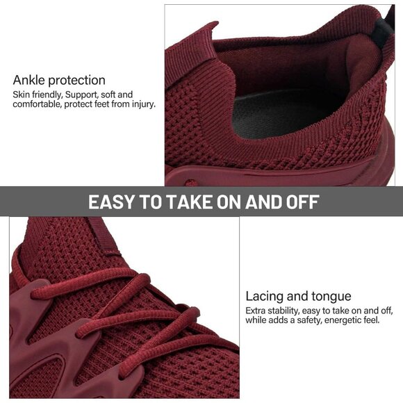 Women's All Red Lightweight Walking Workout Tennis Gym Non Slip Sneakers Shoes - Picture 6 of 6